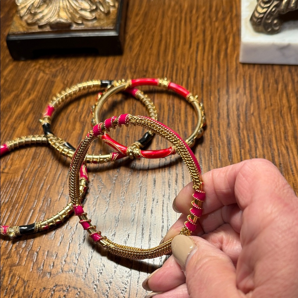 Chic Gold and Red Bracelet Set